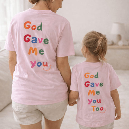 God Gave Me You – Matching Mum & Me Tees: Pink Adult