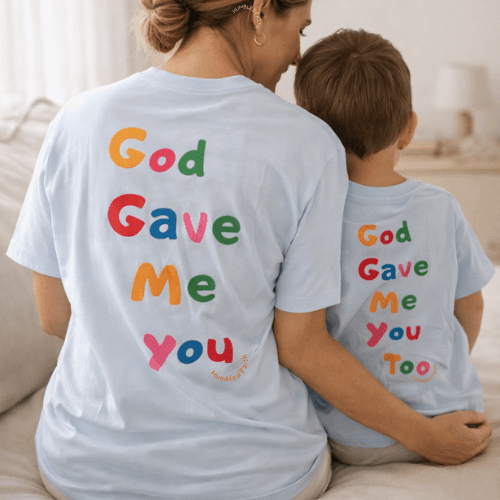God Gave Me You – Matching Mum & Me Tees: Blue Adult