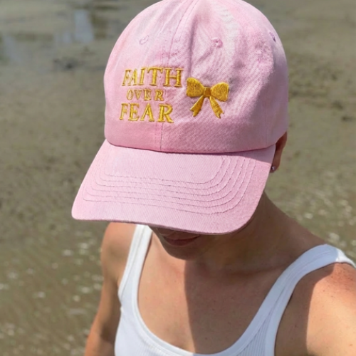 Faith Over Fear Cap: Pink