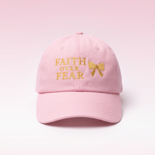 Faith Over Fear Cap: Pink