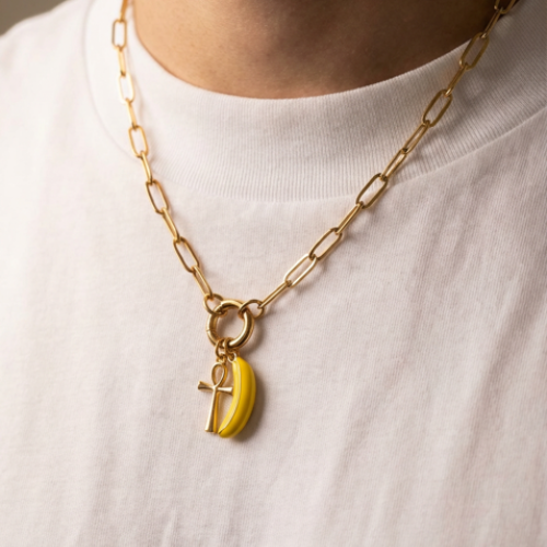 Banana & Cross Charm Necklace