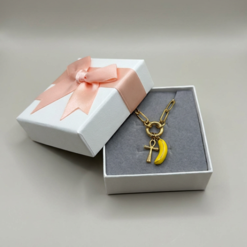 Banana & Cross Charm Necklace
