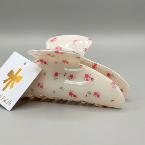 Pink Flower Acetate Hair Clip