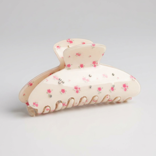 Pink Flower Acetate Hair Clip