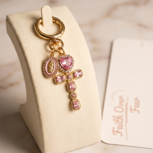 Pink Grace Cross Bag Charm