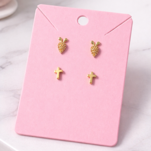 Easter Carrot & Cross Stud Earrings