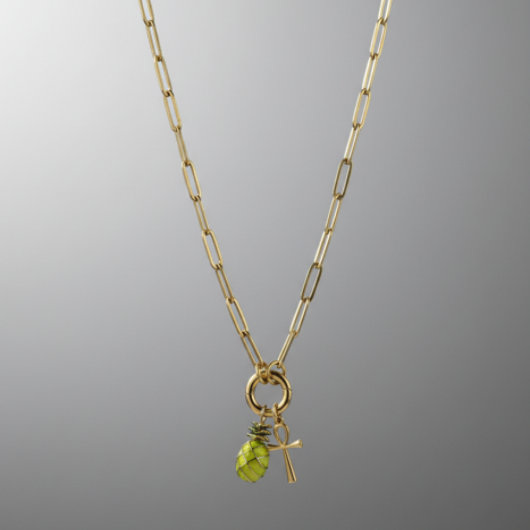 Paperclip Charm Holder Necklace: Gold / 16"+2"