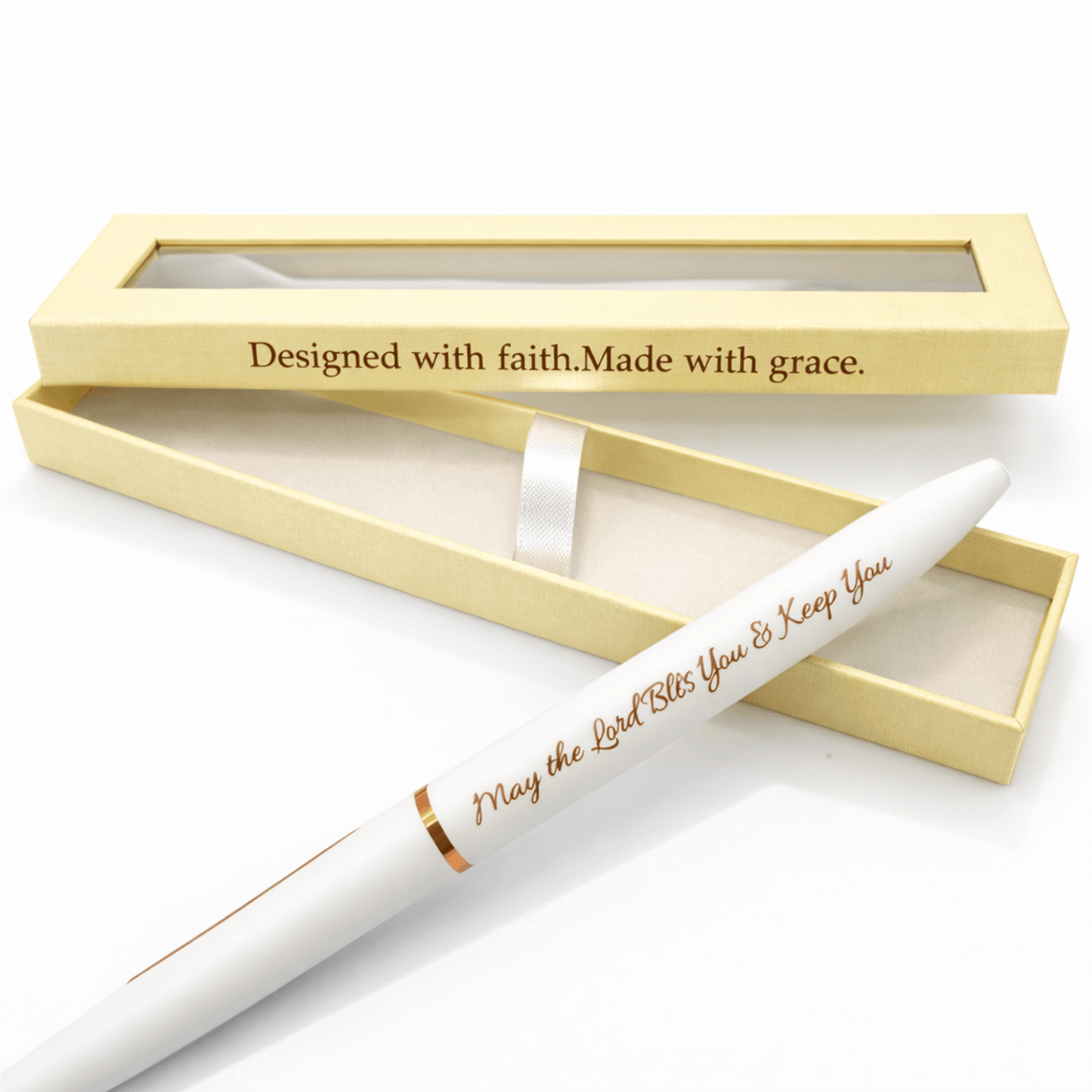 Humbled Faith Bullet Gel Pen with scripture message in elegant packaging, a perfect Christian scripture gel pen for daily use.