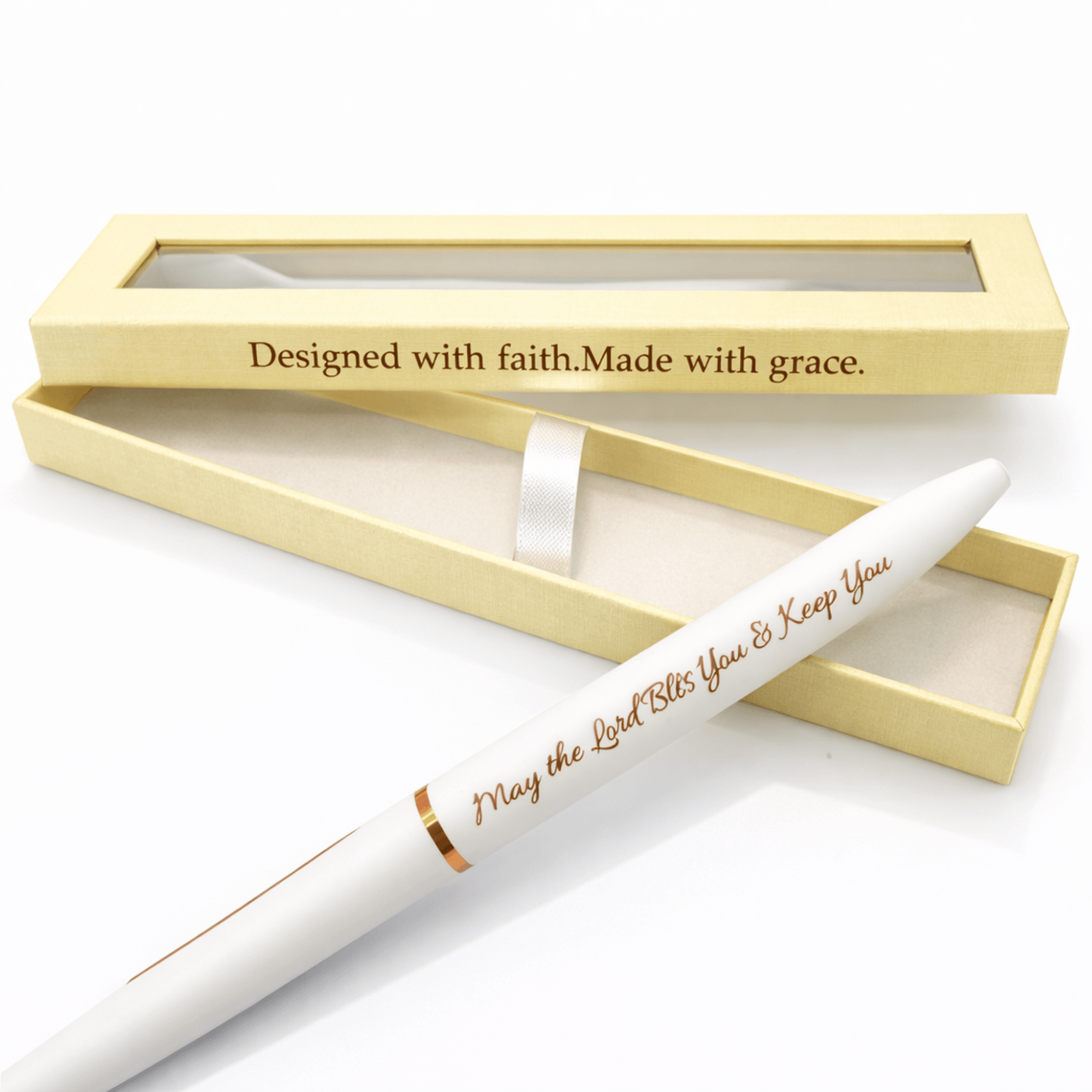 Humbled Faith Bullet Gel Pen with scripture message in elegant packaging, a perfect Christian scripture gel pen for daily use.
