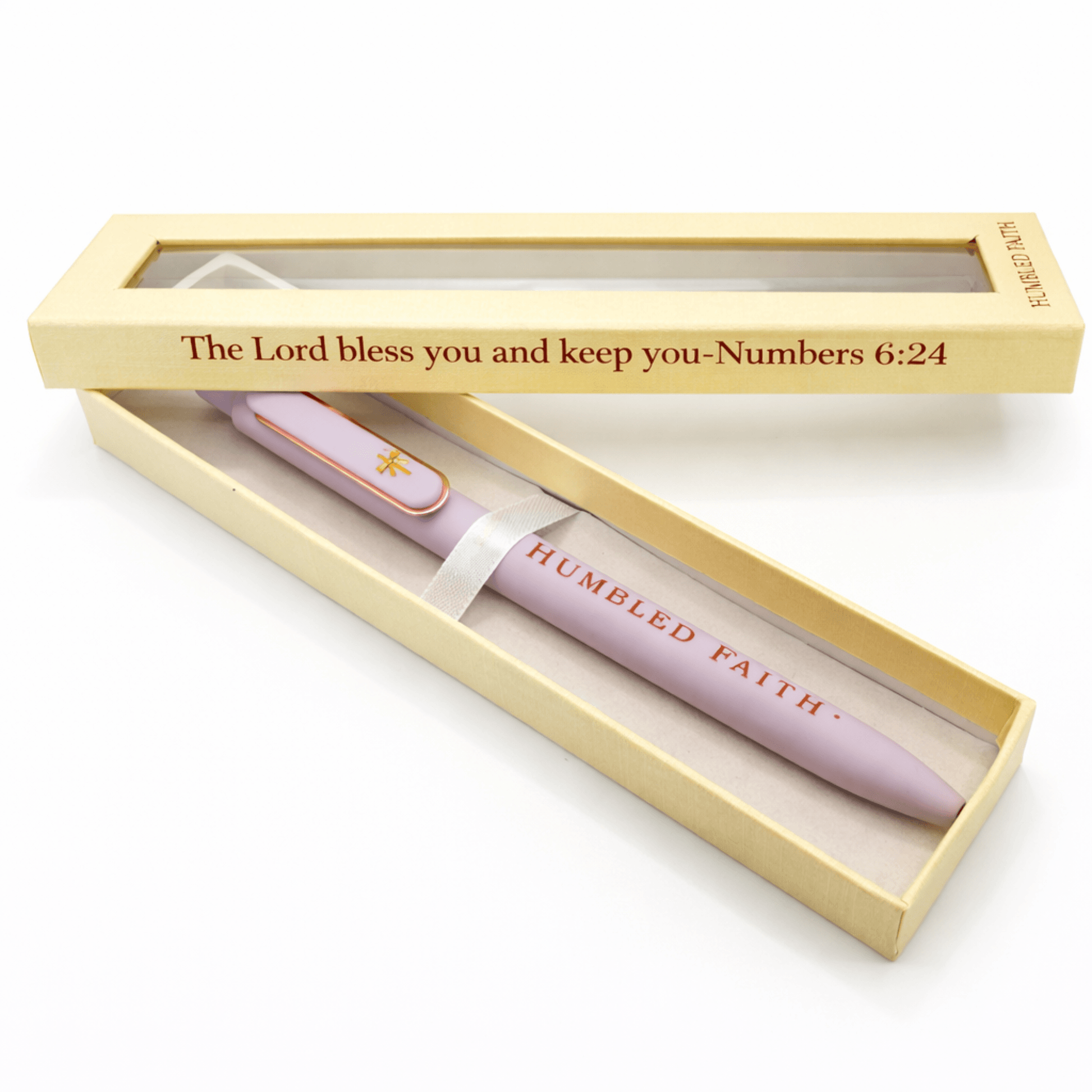 Humbled Faith Bullet Gel Pen in elegant packaging with scripture from Numbers 6:24, perfect Christian scripture gel pen.