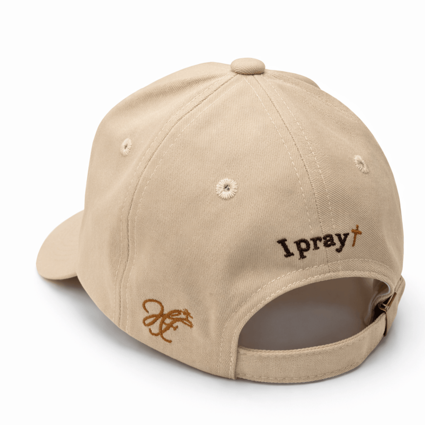 Faith Over Manifest Cap beige back prayer embroidery