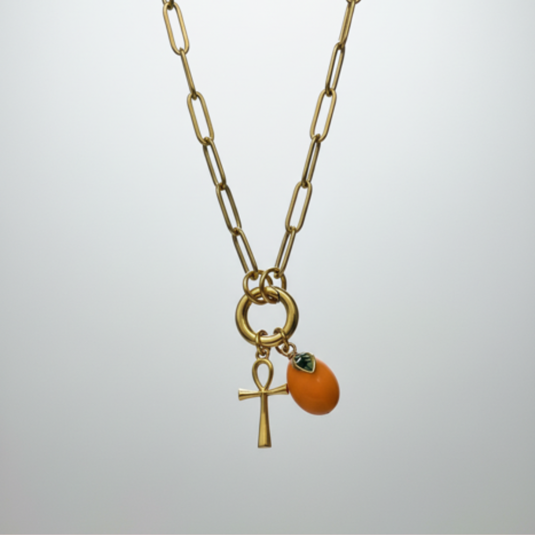Paperclip Charm Holder Necklace: Gold / 16"+2"