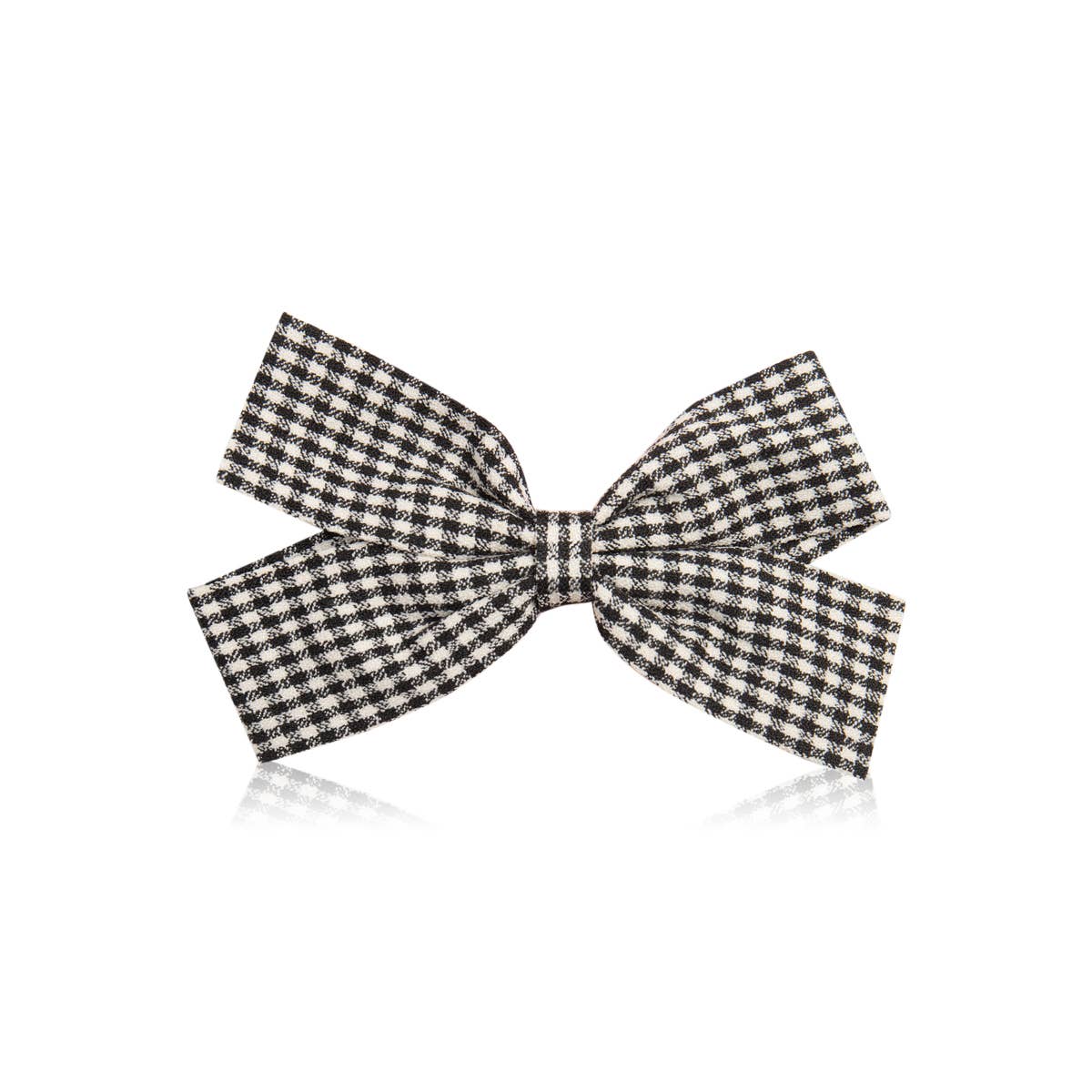 Fabric Gingham Bow Hair Clip — Black