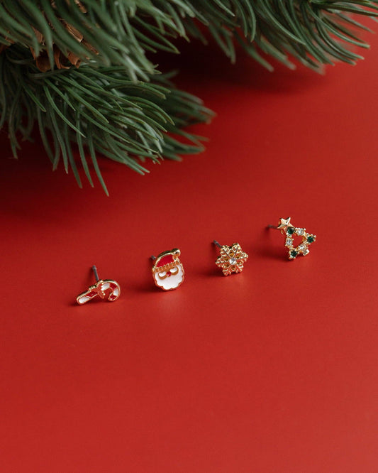 Christmas Gift Stud Earrings Set of 4