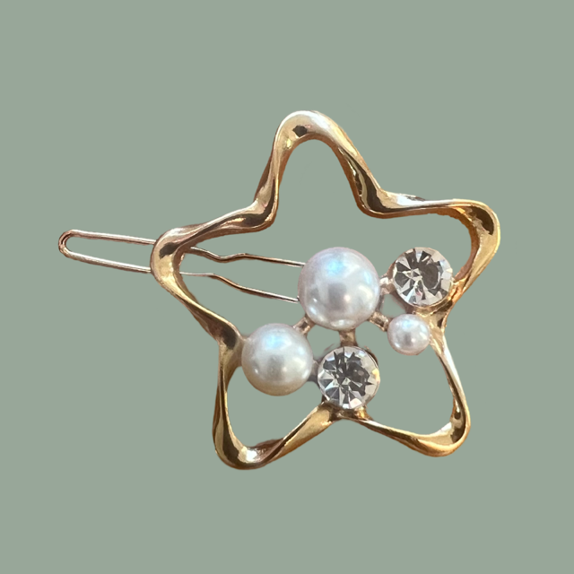 Gold Star Pearl Hair Clip