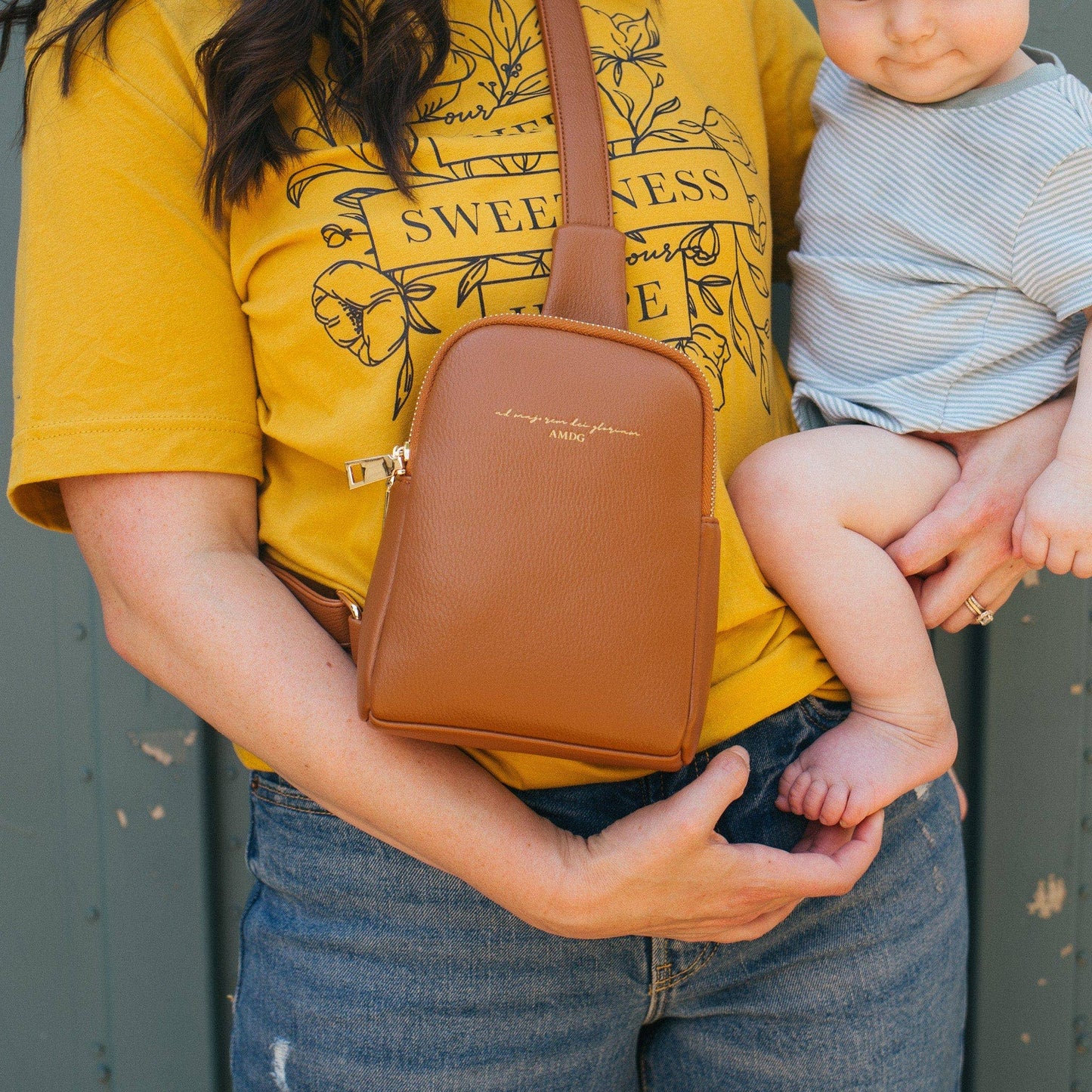 “For the Greater Glory of God” Crossbody Bag — Camel