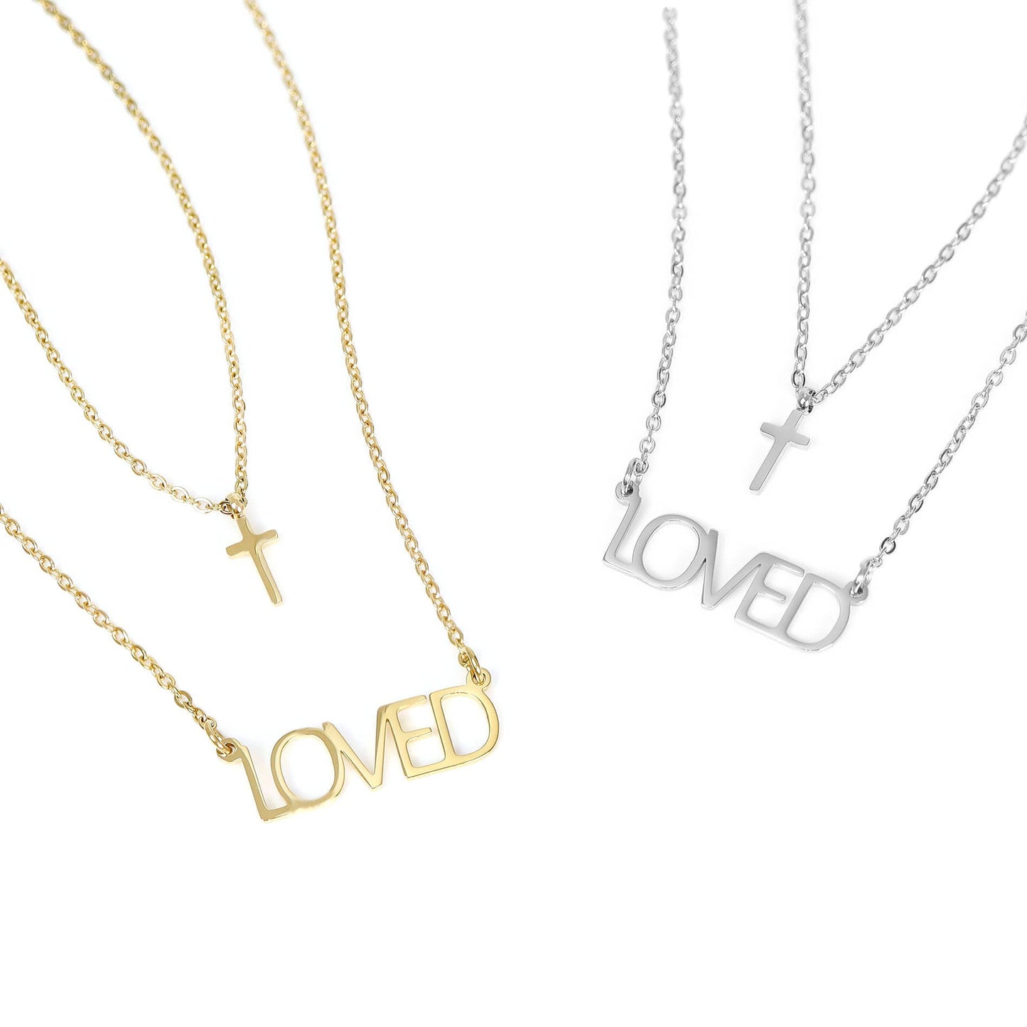 “Loved” Layered Cross Necklace — Premium 316L Stainless Steel