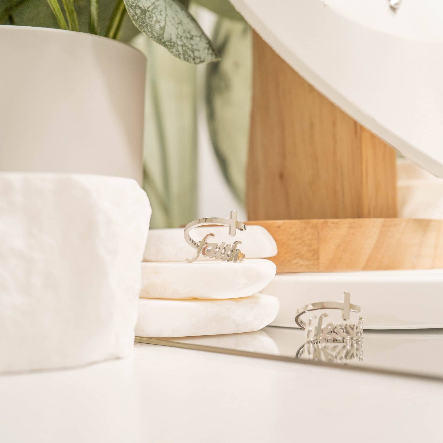 “Blessed” Adjustable Ring: Stainless