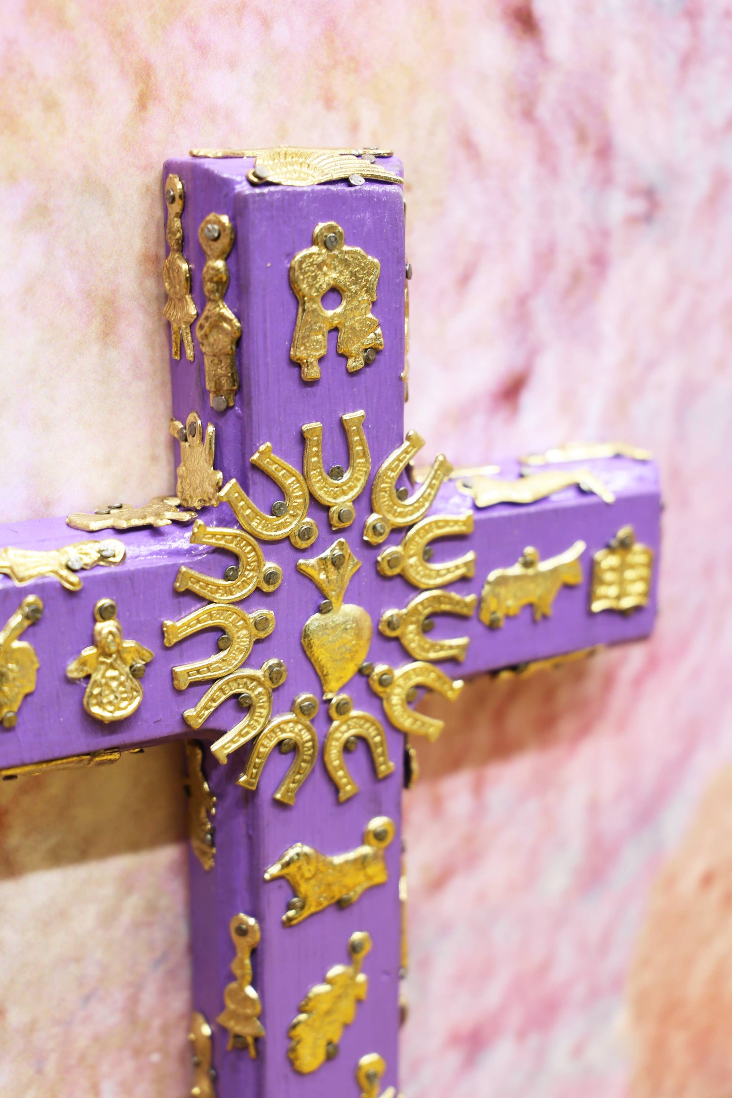 Handmade Milagro Wooden Cross — Imported From Milan, Italy - Purple