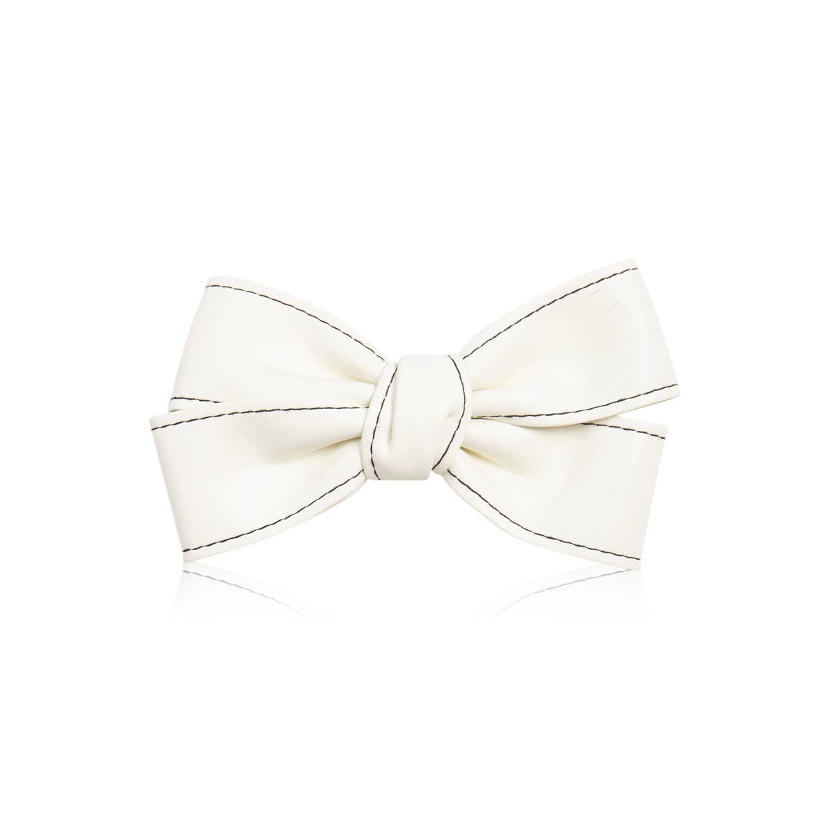 Faux Leather Bow Hair Clip Pin: Ivory