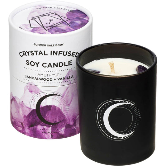 Soy Candle-Crystal Infused - Amethyst x Sandalwood & Vanilla