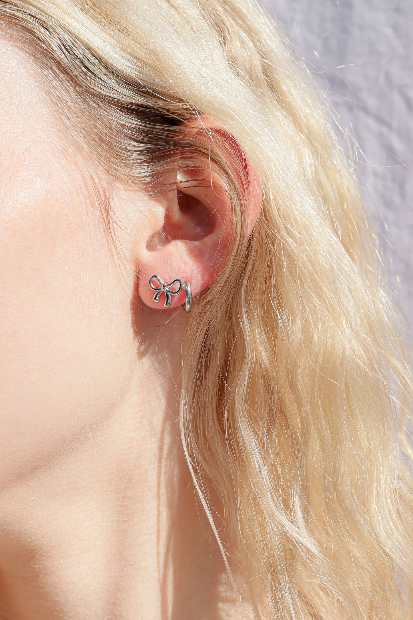 Stainless Steel Bow Stud Earrings