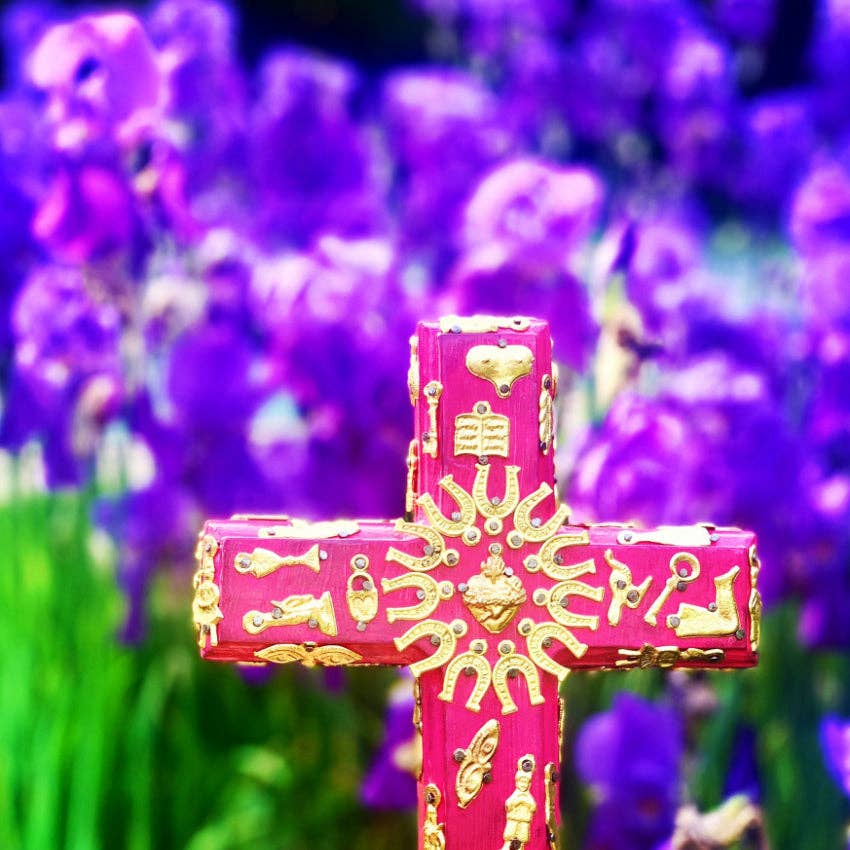 Handmade Milagro Wooden Cross — Imported From Milan, Italy - Pink