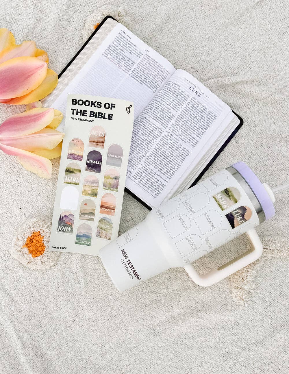 New Testament Bible Checklist Tumbler + Sticker Set — 40oz