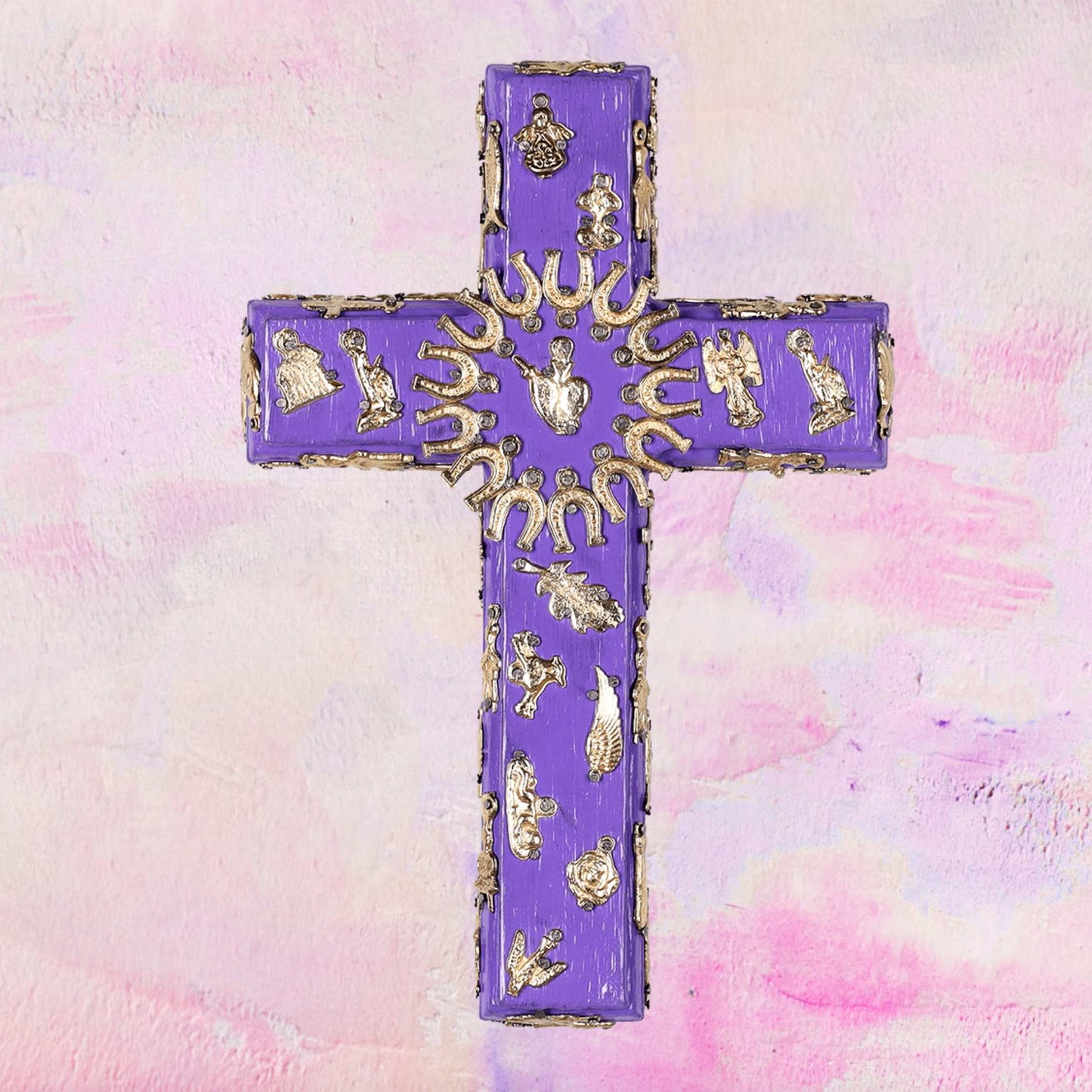 Handmade Milagro Wooden Cross — Imported From Milan, Italy - Purple