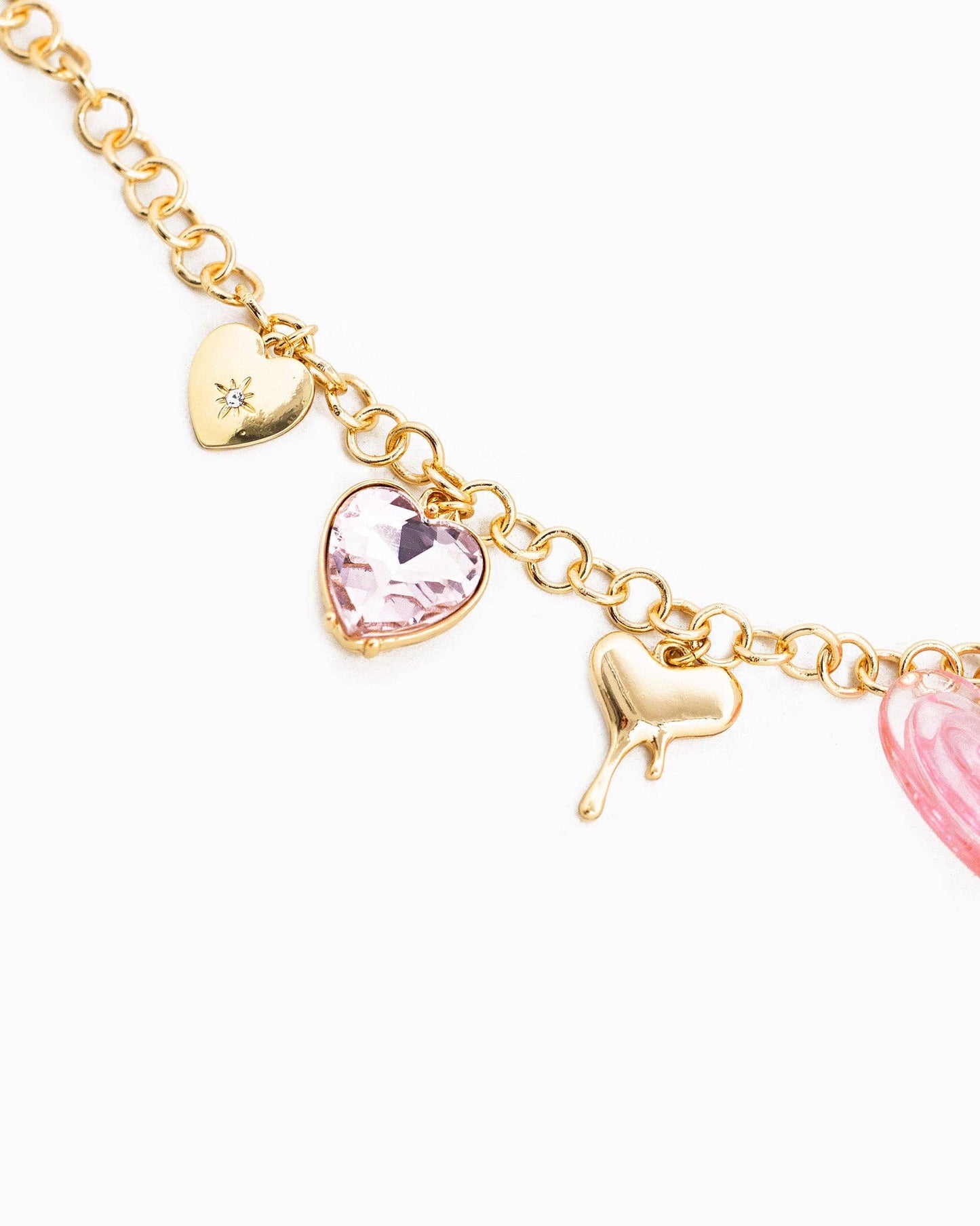 Sweet Grace – Pink Heart & Bow Charm Necklace