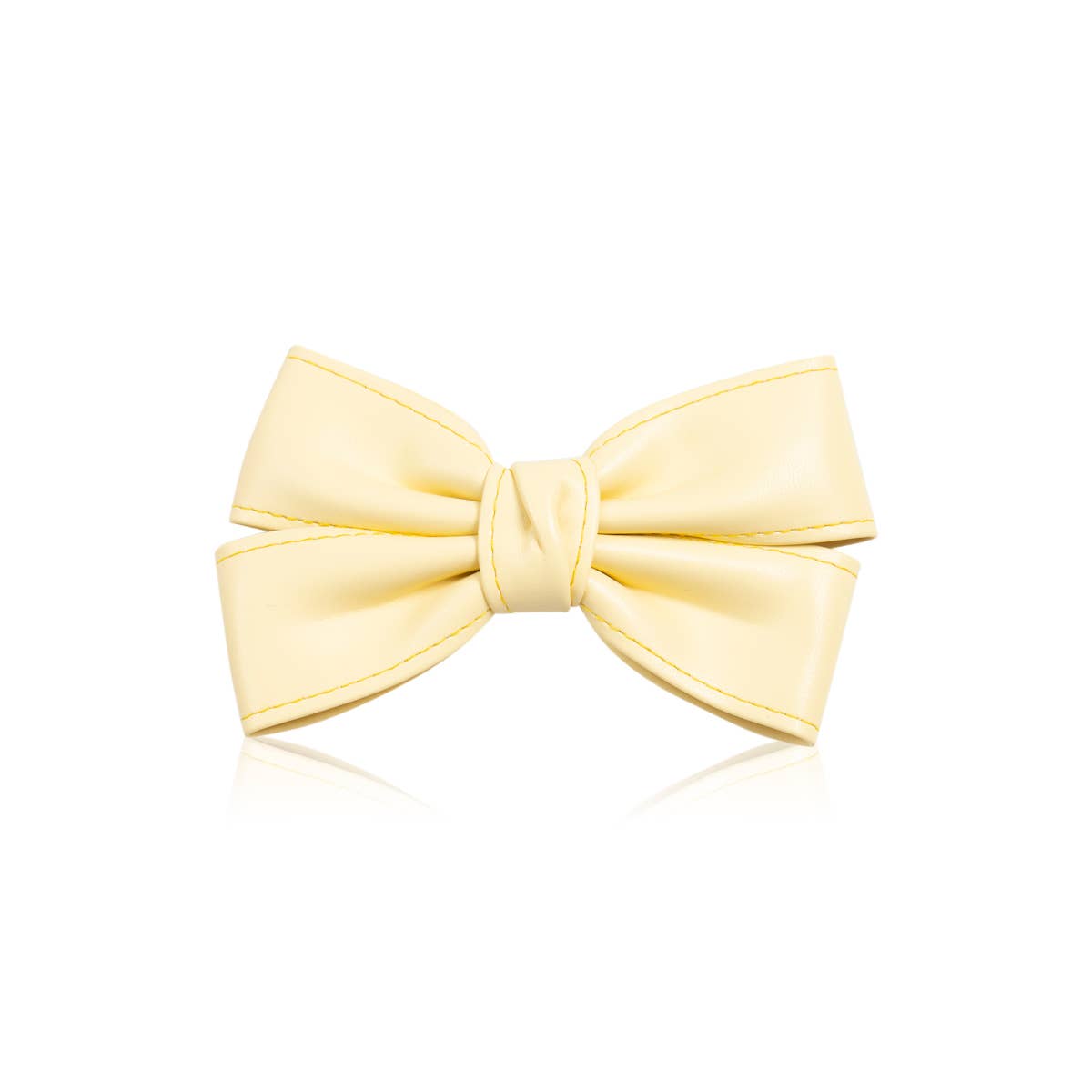 Faux Leather Bow Hair Clip — Yellow