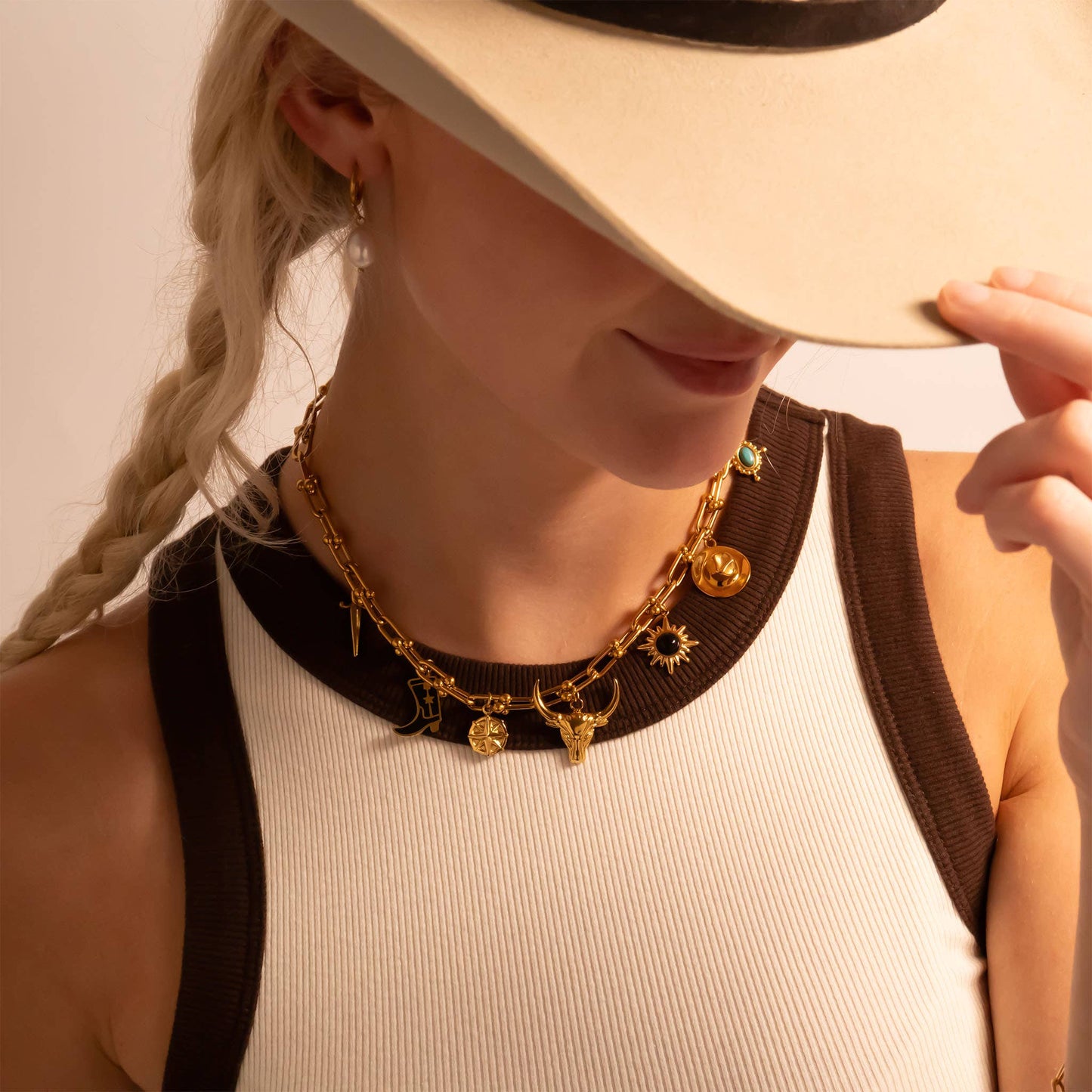 18K Gold PVD Stainless Steel Bull Charm: Gold