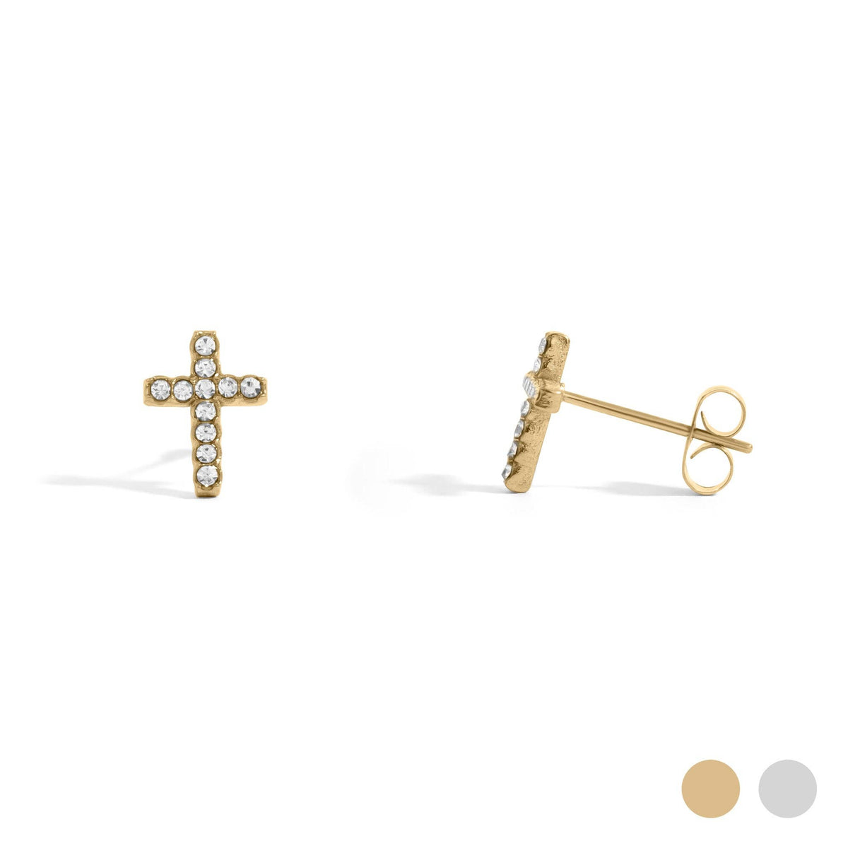 Stone Cross Earrings – 18K Gold PVD Stainless Stee
