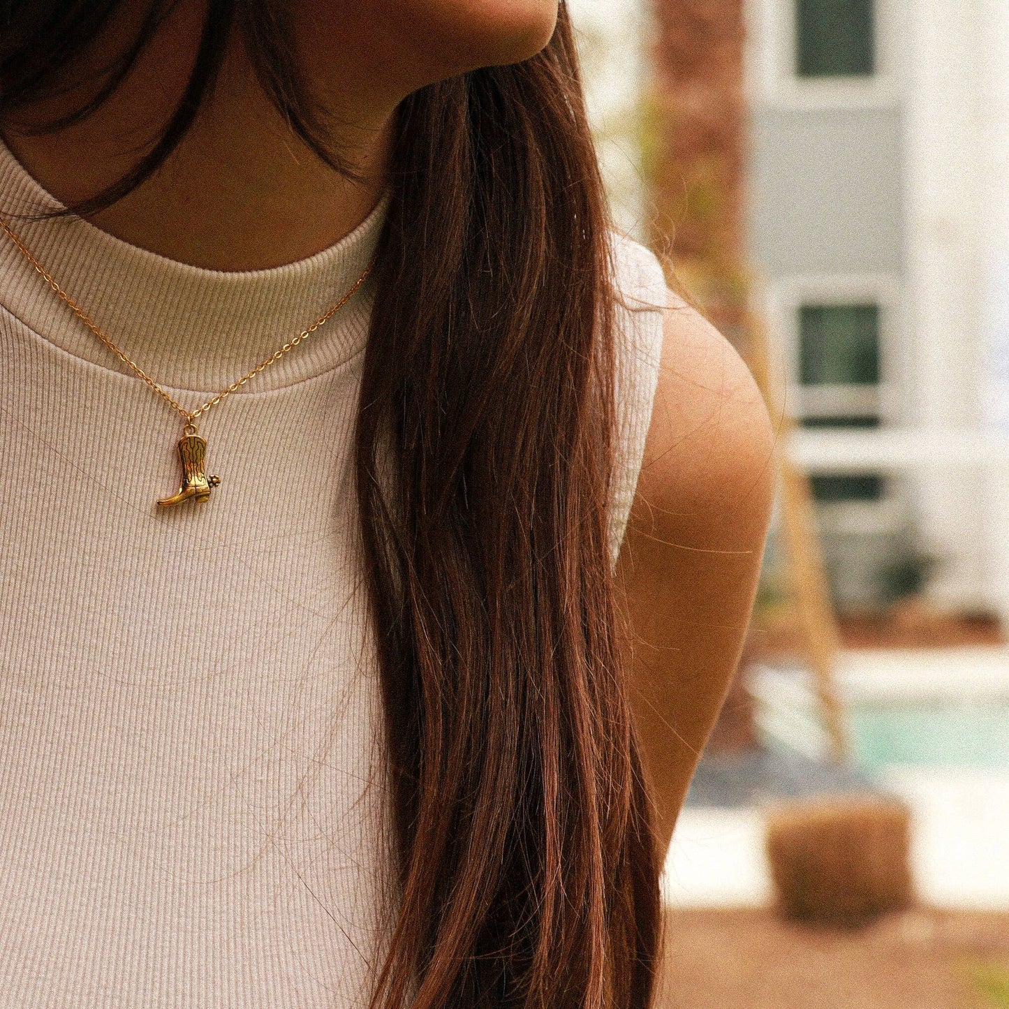 18K Gold PVD Stainless Steel Cowboy Boot Pendant