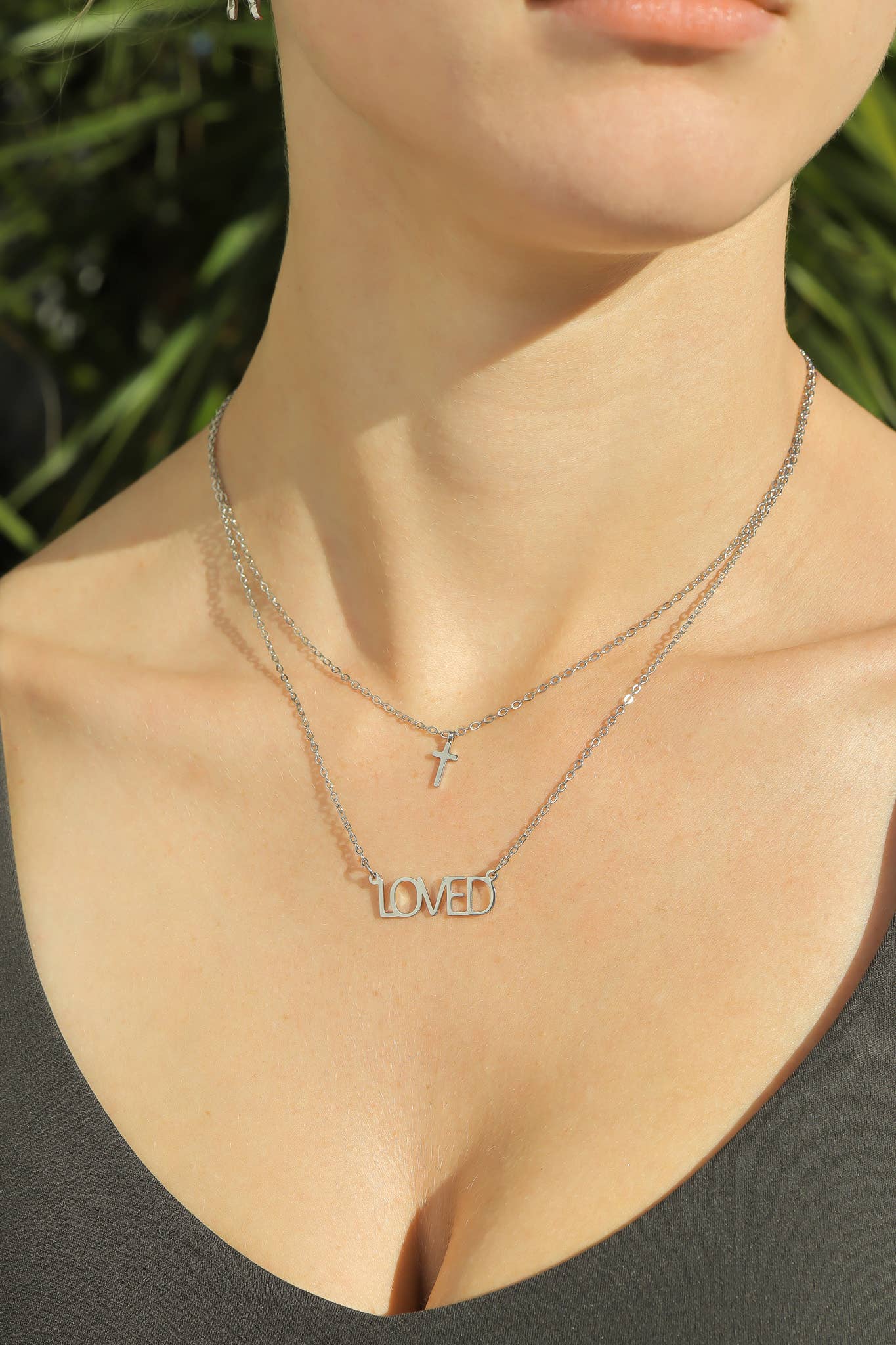 “Loved” Layered Cross Necklace — Premium 316L Stainless Steel
