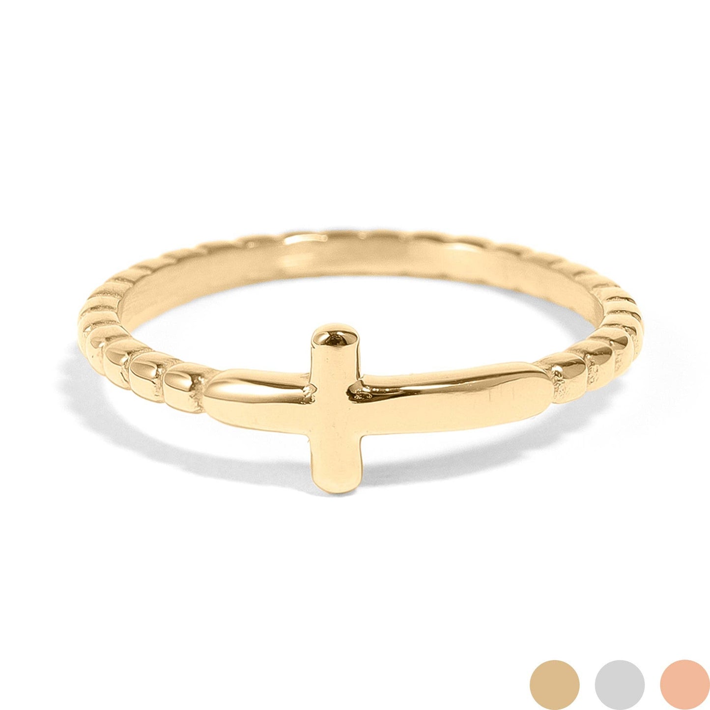 Stackable Cross Ring - 18K Gold PVD Coated