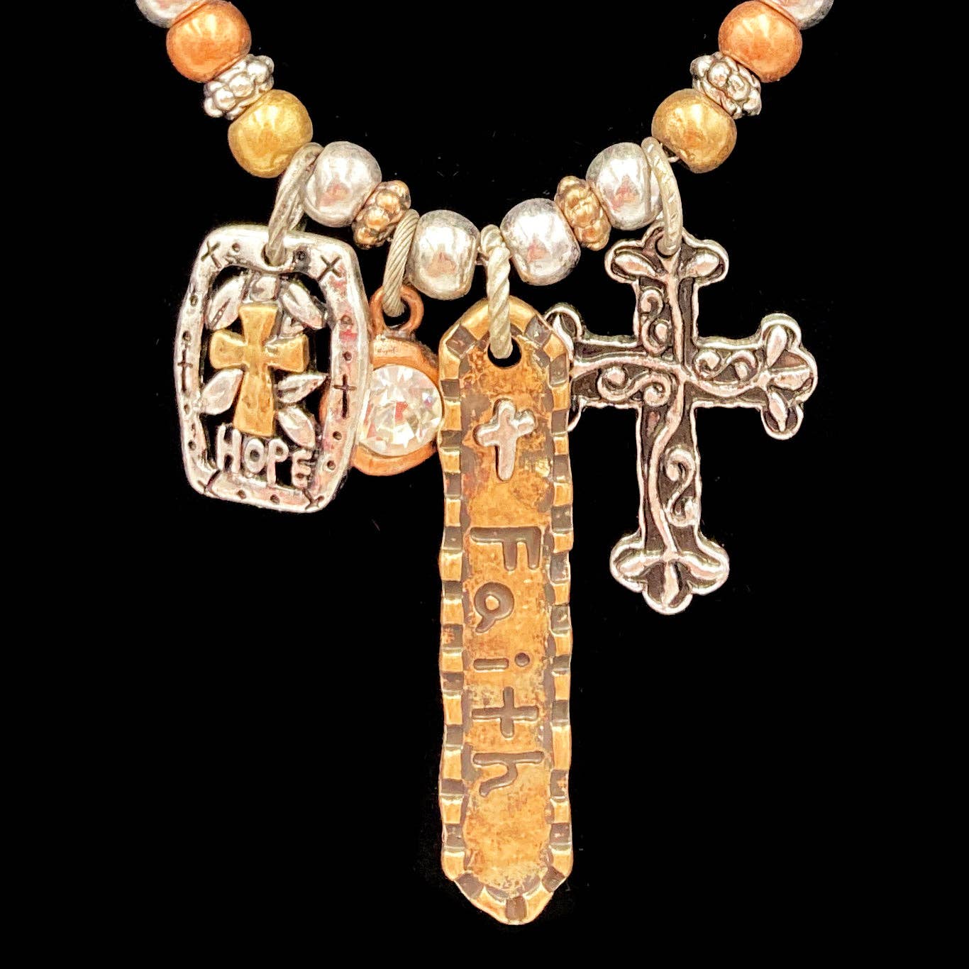 Faith • Hope • Cross Western Vintage Necklace & Earrings Set