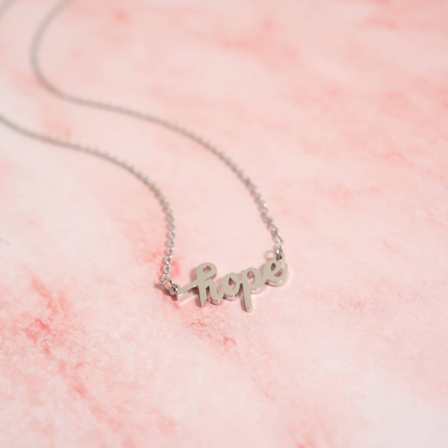 “Hope” Script Charm Necklace — Stainless Steel