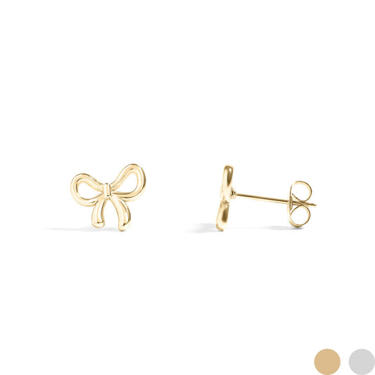 Bow Stud Earrings: 18K Gold PVD Stainless Steel