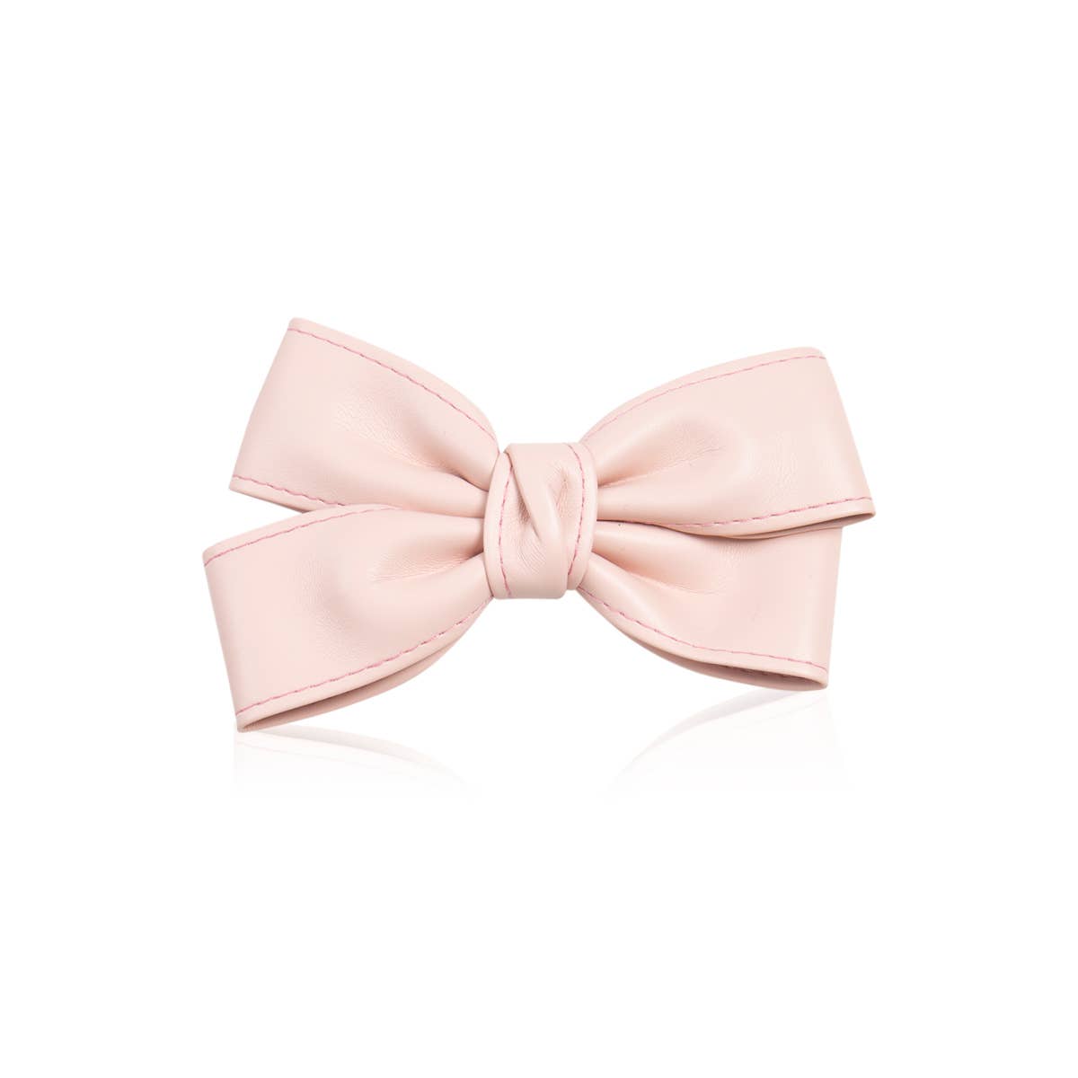 Faux Leather Bow Hair Clip — Pink