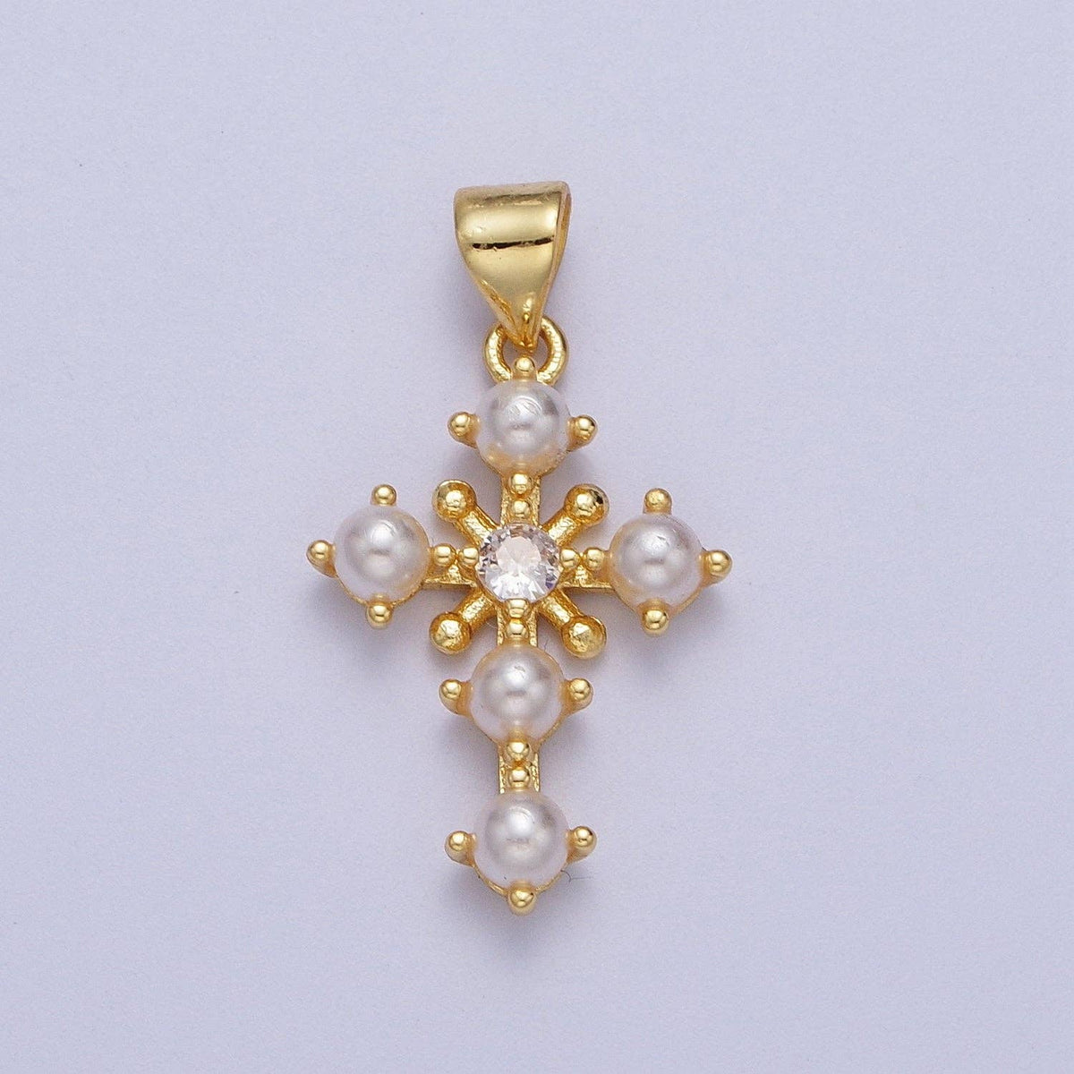 Pearl & CZ Cross Charm
