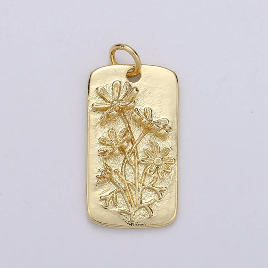 Gold Daisy Flower Charm Pendant