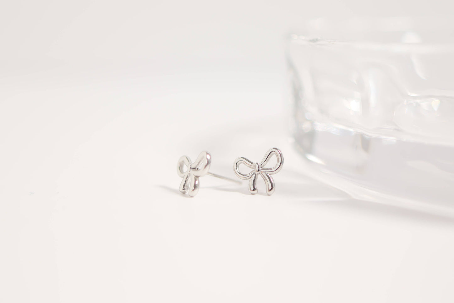 Stainless Steel Bow Stud Earrings