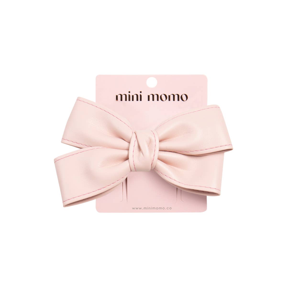Faux Leather Bow Hair Clip — Pink