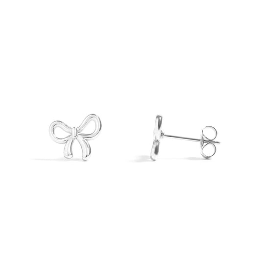 Stainless Steel Bow Stud Earrings