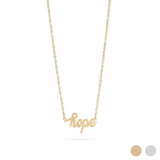 "Hope" Script Charm Necklace: 18K Gold PVD Stainless Steel