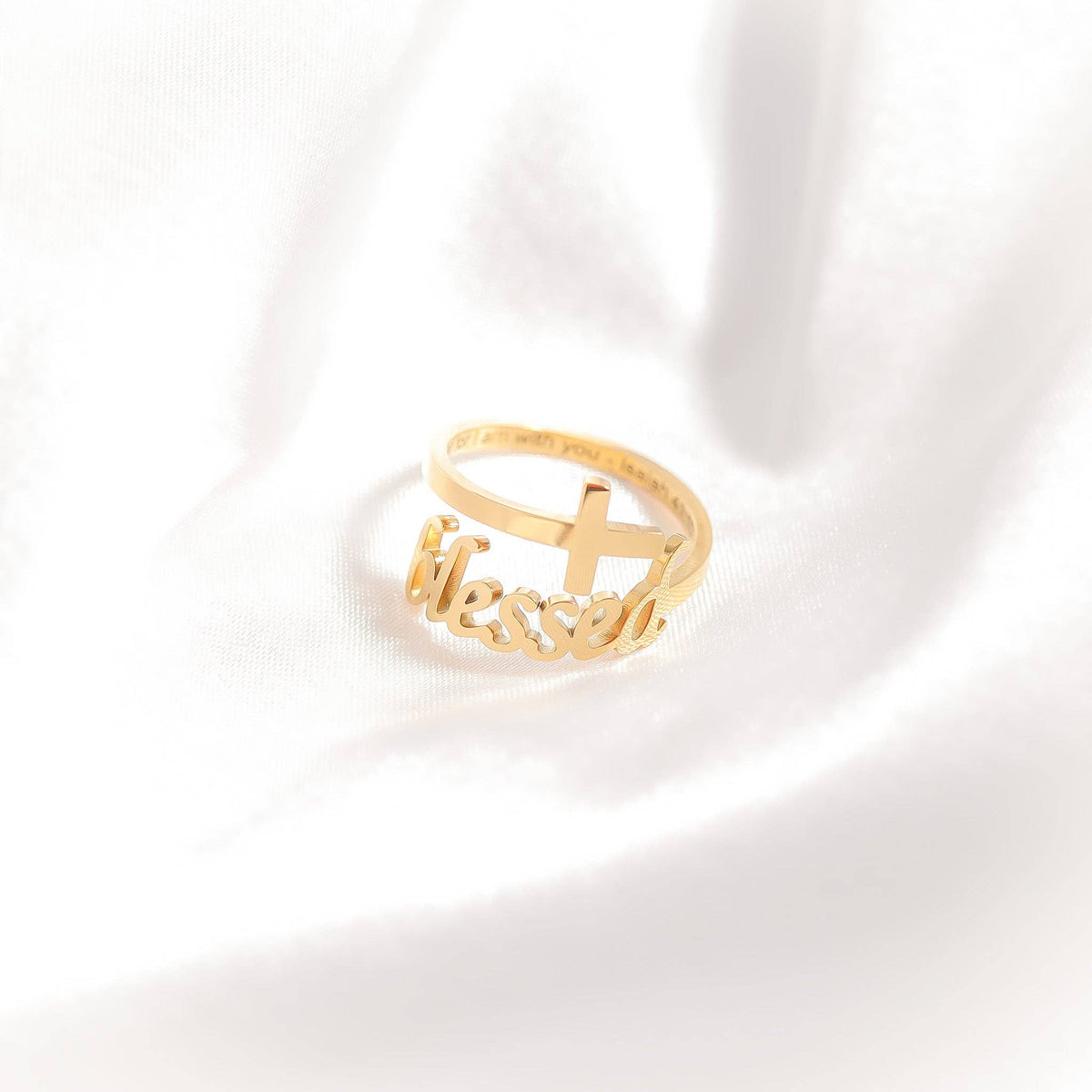 18K Gold PVD “Blessed” Adjustable Ring