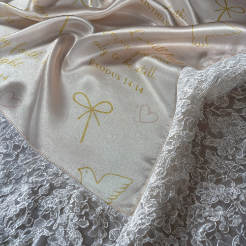 Signature Faith 100% Mulberry Silk Scarf: Peach