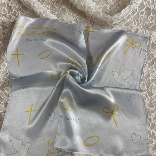 Signature Faith 100% Mulberry Silk Scarf: Blue