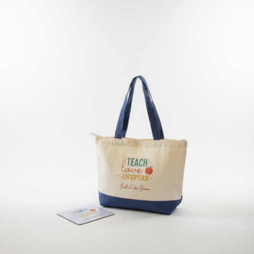 "Teach Love Inspire; Just Like Jesus" – Christian Teacher Gift Set (Large Tote + Mouse Pad)